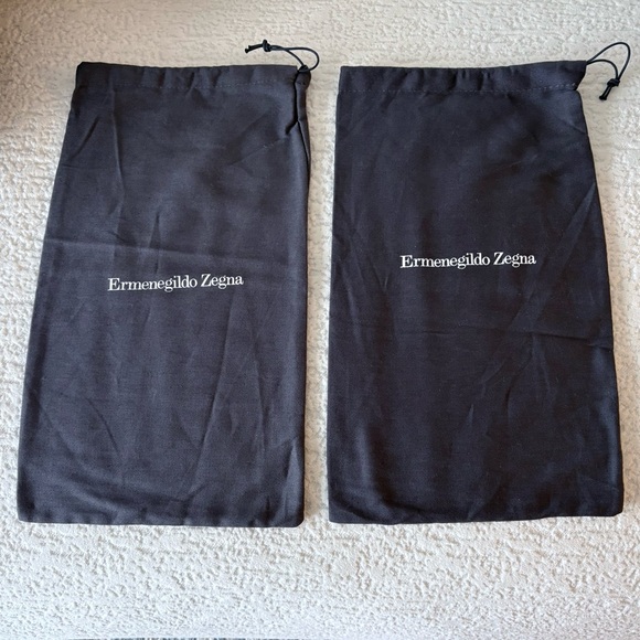 Ermenegildo Zegna SET OF 2 Storage Drawstring Dust Bag Cotton Black 15.5" x 8.5" - Picture 2 of 4